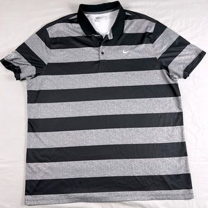 Nike Golf Standard Fit Polo Dri-Fit Sz. XXL Striped Black and Grey